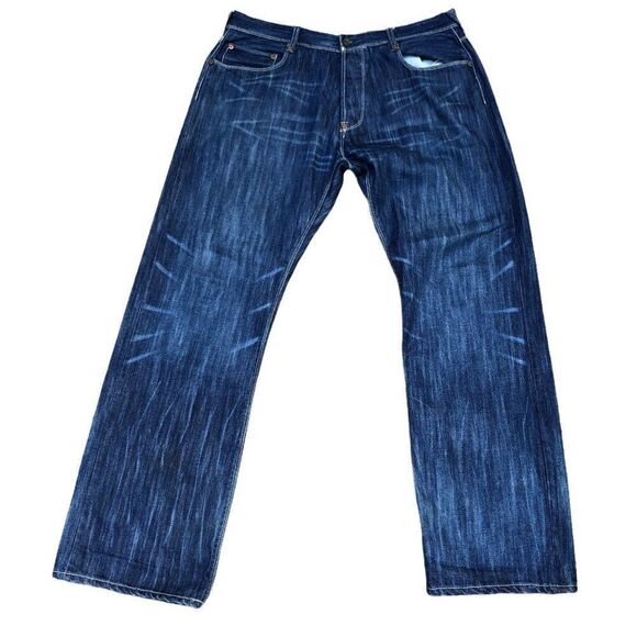 RARE Evisu Embroidered Jeans Size 40 BIG LOGO Blue - Picture 4 of 12